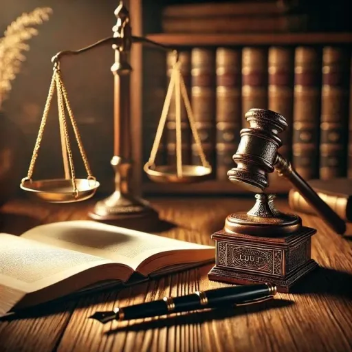Scales of justice, gavel, and legal books representing traditional legal practice